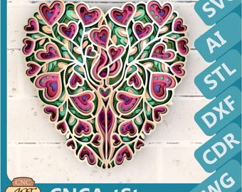 Woman Tree of Life 3D Mandala svg files, Multilayer Panel for Laser Cutting, SVG files,  DXF Templates for CNC router, 3D printer