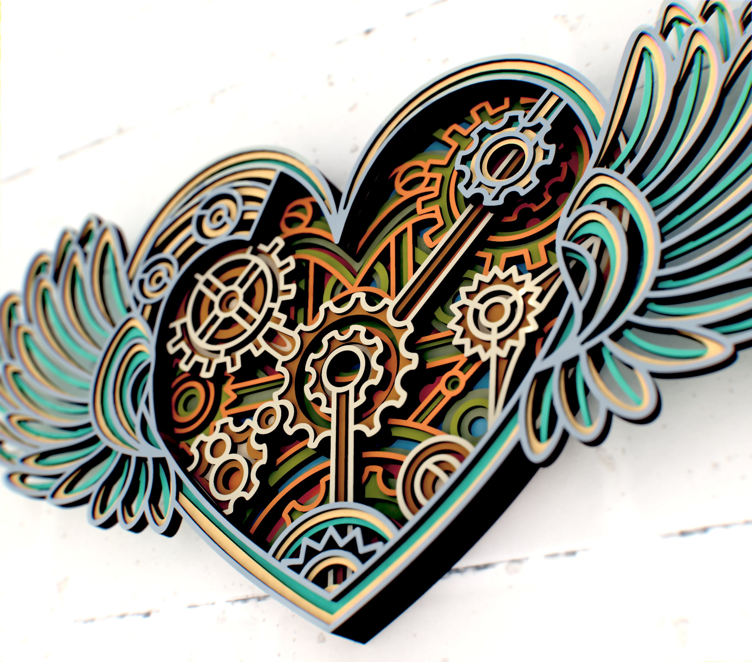 Download Steampunk Heart 3D Mandala svg Steampunk style Multilayer | Etsy
