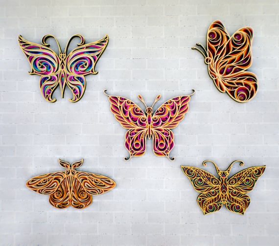 Download 3d Butterfly Bundle Cnc Plan 3d Zentangle Svg Laser Cut Etsy