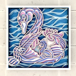 Swan Family: 3D SVG Files for Cricut, Silhouette, Glowforge, CNC Router, or Laser Cutting Mother&#39;s Day Gift for Mom with Two Children