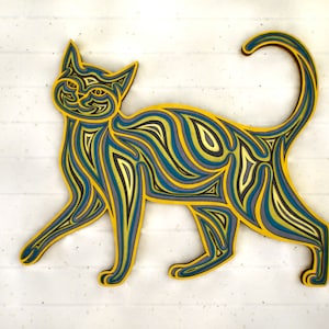 3D Cat Zentangle SVG  — 3D  Multilayer Panel, SVG files for cutting, DXF Templates for Laser Cutting, Cat Cricut files