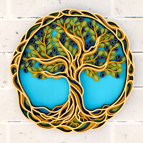 Olive Tree 3D Mandala SVG files, New Year Decoration Laser Cutting Plans, Cricut, Glowforge, DXF Templates for CNC router