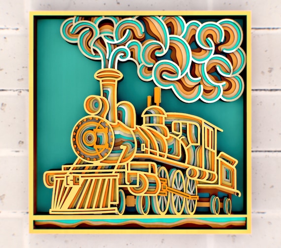 Steam Locomotive 3D Mandala svg, Multilayer Panel for Laser Cutting, layered SVG files for CNC router Laser or Cricut
