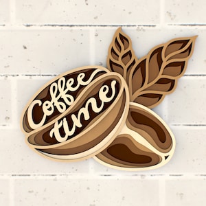 Hora del café Archivos SVG 3D Mandala, Planes de corte láser de decoración de Año Nuevo, Cricut, Glowforge, Plantillas DXF para enrutador CNC