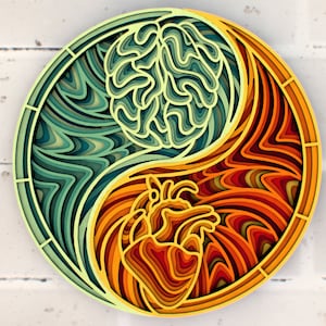 Heart And Brain Balance Mandala svg, Multilayer Panel for Laser Cutting, layered SVG files for CNC router Laser or Cricut