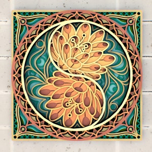 Yin Yang Lotus Decor 3D Mandala SVG-bestanden, SVG Papercut voor het snijden van SVG-bestanden voor Cricut of CNC-router