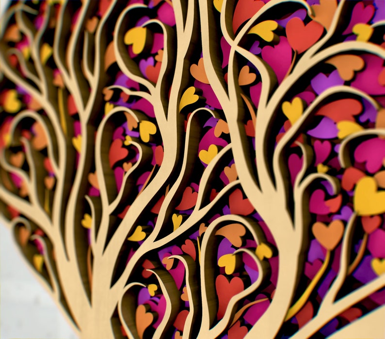 Love Tree 3D Mandala SVG Files, Wedding Panel Files for Laser Cutting, Multilayer Blueprints For CNC router, Files for Glowforge or Cricut image 5