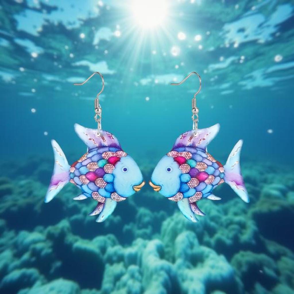 Nostalgic Angel Fish Acrylic Dangle Earrings