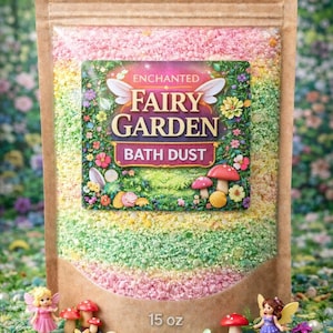Enchanted Fairy Garden Bath Dust – Mystery Fairy Toys Inside – Kids Bath Soak – Fairy Party Favor – Sensory Bath Fun