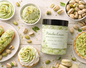 Pistachio Cream Exfoliating Sugar Scrub | Vegan Body Polish, Nourishing Skincare