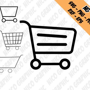 ショッピング カート SVG - カット ファイル - クリップアート - Svg Png Pdf Dxf Eps - デジタル ダウンロード - NicoGraphic