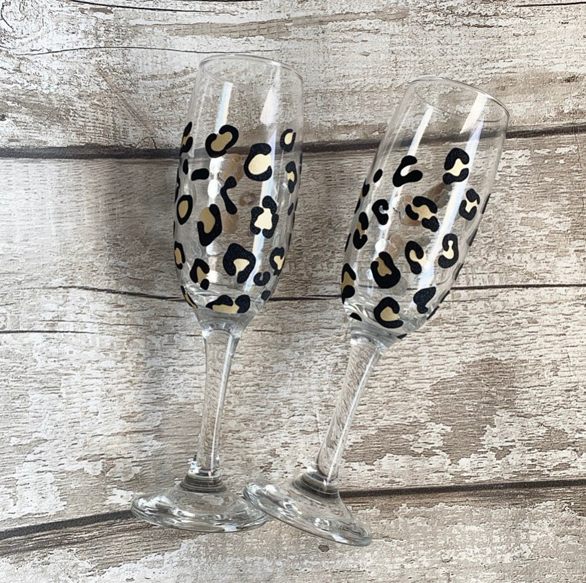 Leopard Print glass Wine glass Champagne glass Gin glass Etsy