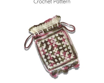 Crochet Pattern,Crochet Pouch, Crochet Purse, Crochet Bag, Granny Square Bag