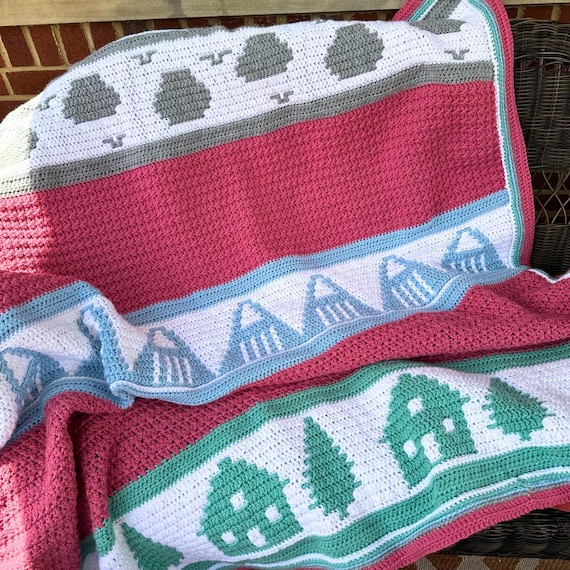 モザイクかぎ針編みブランケットパターン：Homeward Boundオーバーレイ