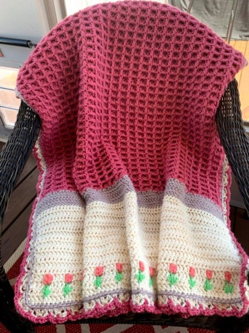 Crochet Pattern Tulip Blossom Blanket Crochet Blanket Etsy