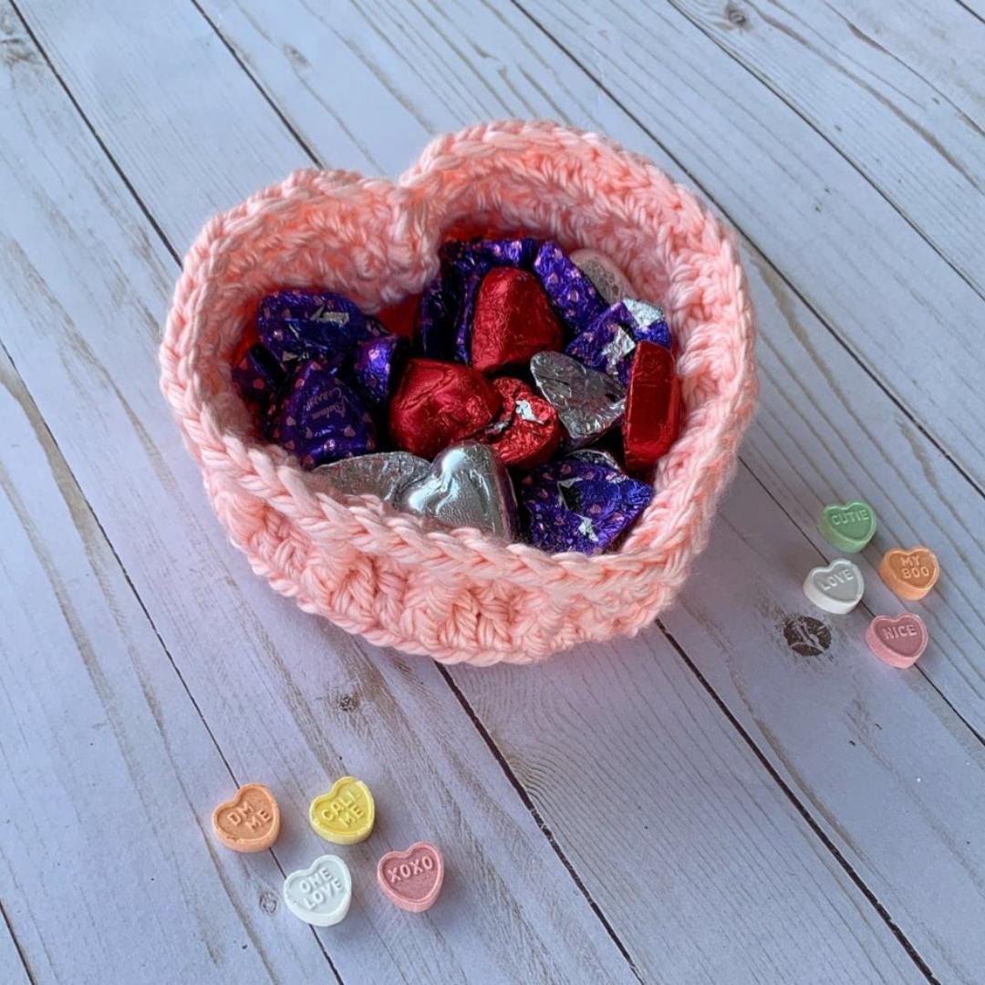Crochet Heart Basket Pattern