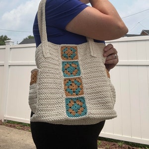 Crochet Pattern, Crochet Granny Square Bag Pattern, Modern Crochet Tote image 3