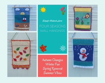 Crochet Pattern Bundle, Four Seasons Crochet Wall Hangings