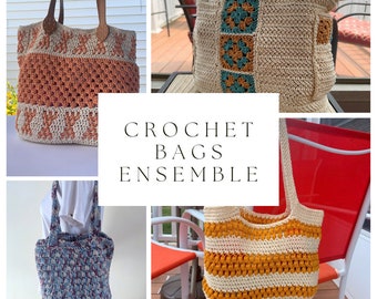 Crochet Bag Pattern Bundle, Crochet Bags, Crochet Totes