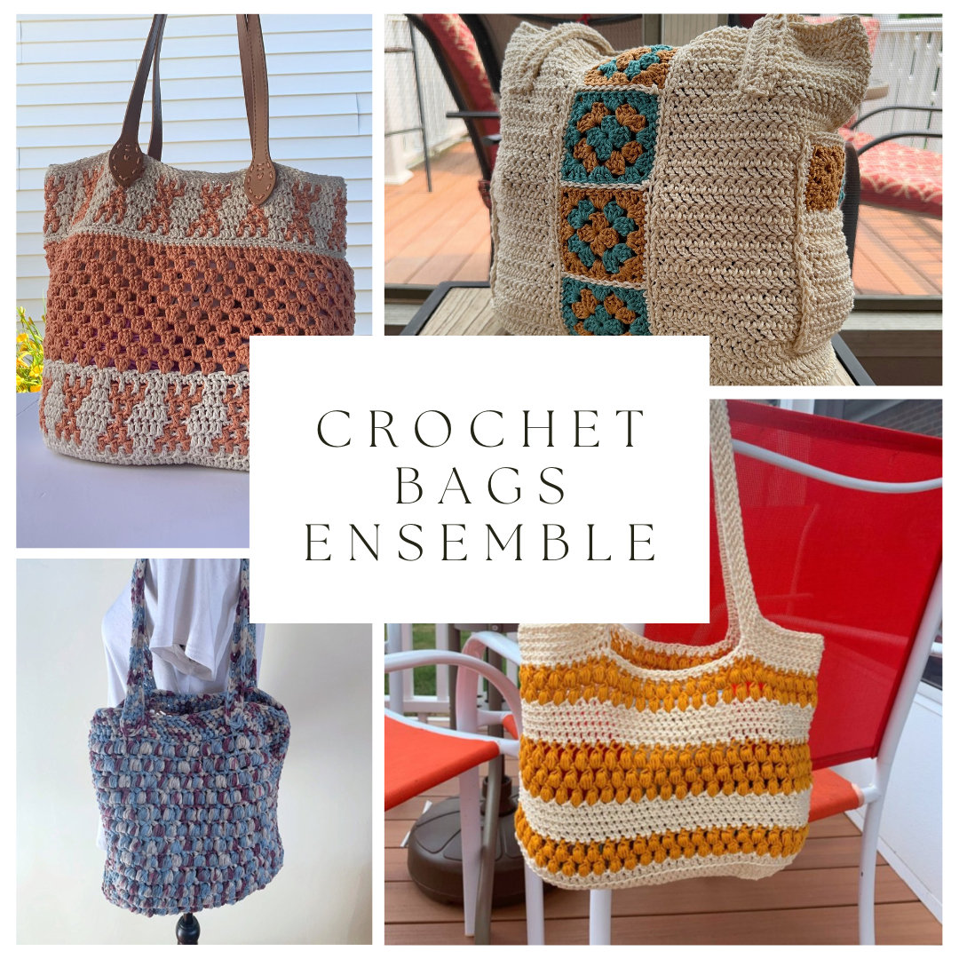 25 Crochet Shoulder Bags with Crossbody, Granny Square, and Plushie Styles 12 Crochet Bag Pattern Bundle