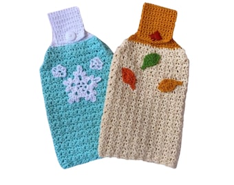 Crochet Pattern, Cozy Kitchen Towels, Hanging Towels, Seasonal Towels, Solstice Kitchen Towels