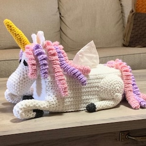 Crochet Pattern, Unicorn Tissue Box Cover, Tissue Cover, Housewarming gift image 2