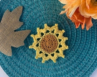 Crochet Pattern, Crochet Sunflower Applique, Crochet Flower