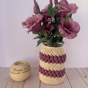 Crochet Pattern, Crochet Mason Jar Cozy, Quick and Easy Crochet Cozy image 1