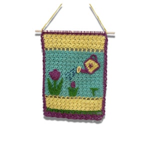 Spring Wall Hanging, Crochet Wall Hanging, Crochet Pattern, Spring Renewal Wall Hanging