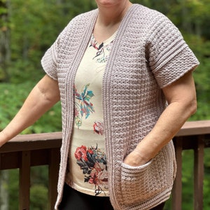 Crochet Pattern, Crochet Cardigan Pattern, Short Sleeve Crochet Cardigan