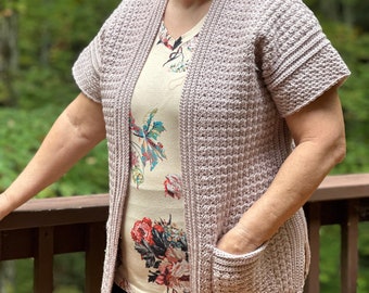 Crochet Pattern, Crochet Cardigan Pattern, Short Sleeve Crochet Cardigan