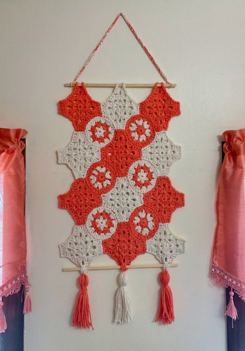 Crochet Wall Hanging, Crochet Pattern, Granny Square Wall Hanging Etsy