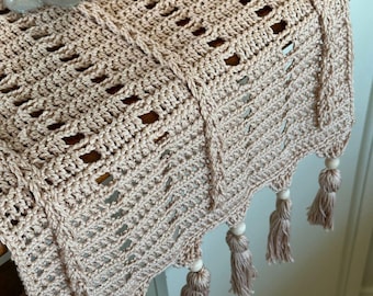 Patrón de crochet, camino de mesa de crochet, camino de mesa de crochet texturizado