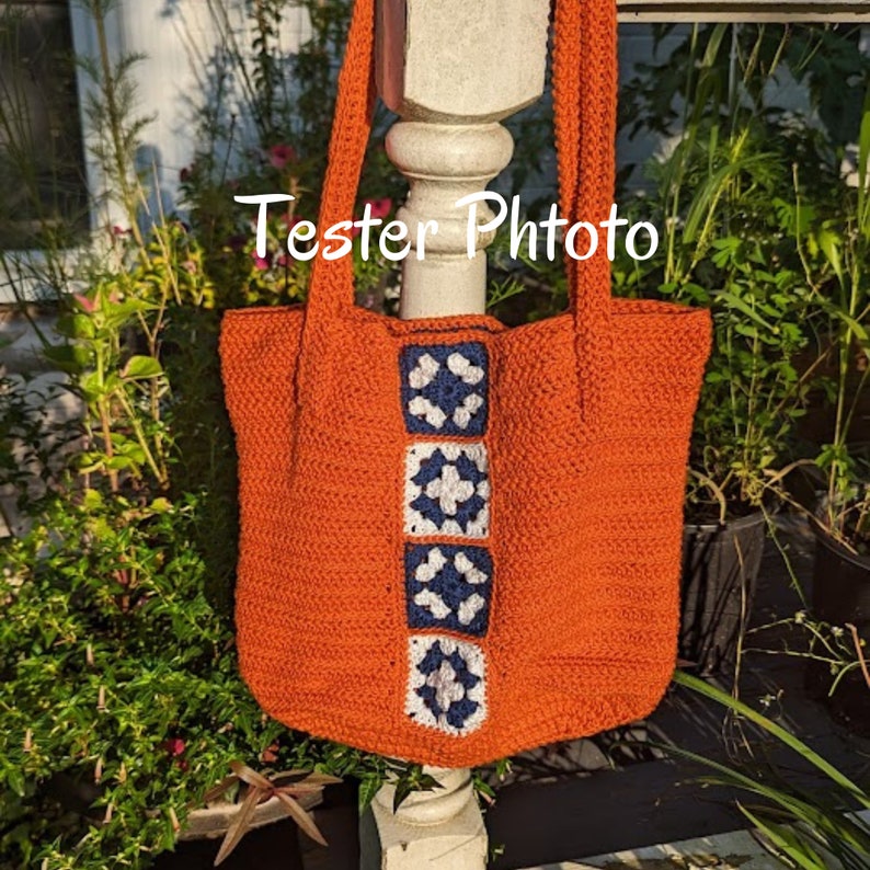 Crochet Pattern, Crochet Granny Square Bag Pattern, Modern Crochet Tote image 6