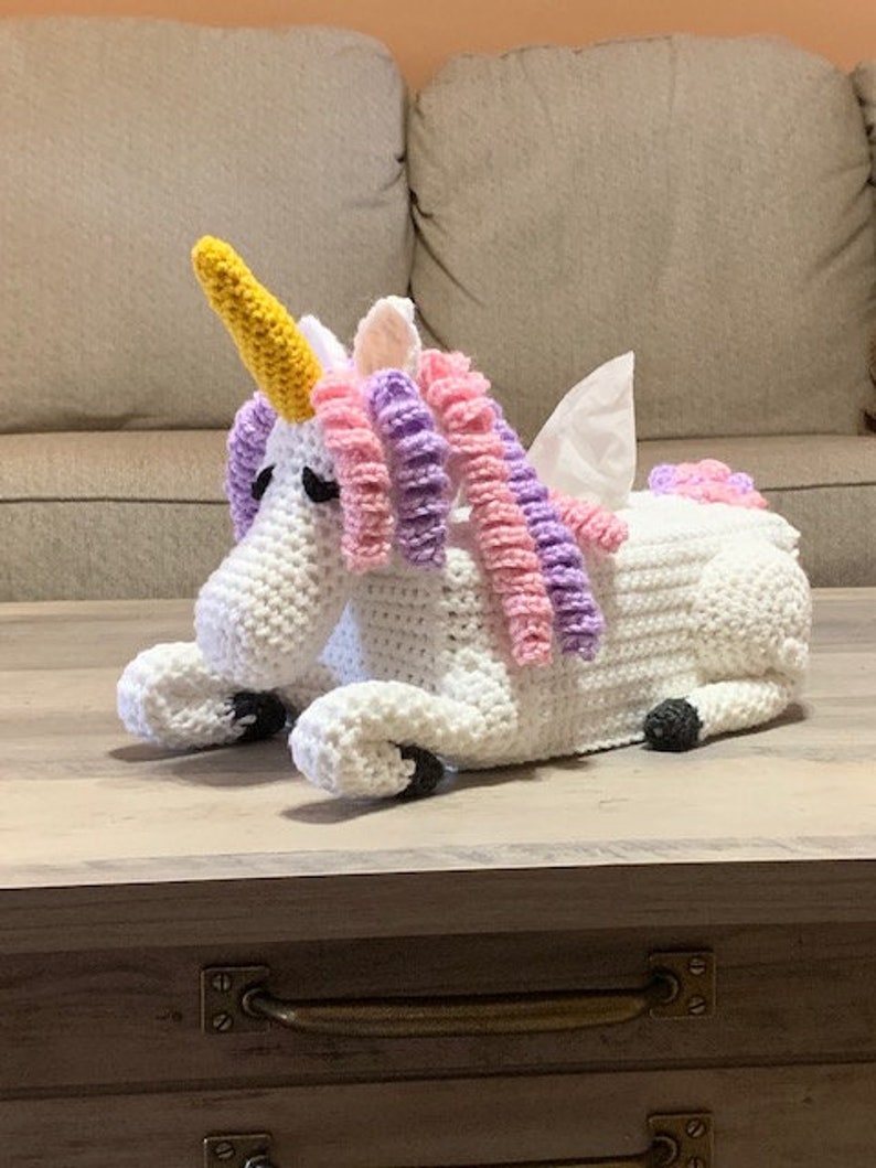 Crochet Pattern, Unicorn Tissue Box Cover, Tissue Cover, Housewarming gift image 5