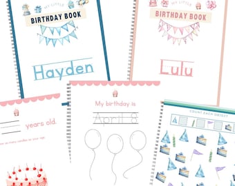 Cahier de traditions d'anniversaire personnalisé : cahier d'exercices réutilisable effaçable à sec