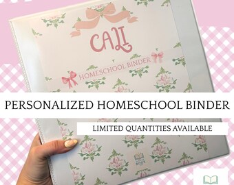 Classeur personnalisé pour l'école à la maison : thème Fleurs et noeuds