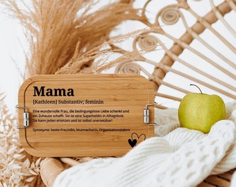 Muttertag, Mama Brotdose, Mama Definition, Geburtstagsgeschenk Mama, Brotdose für Frauen, Geschenke zum Muttertag personalisiert