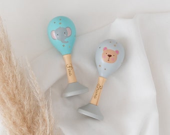 Music rattle baby, baby gift birth, baby gift, baptism, baby rattle, gripping toy personalized, maracas rattle baby