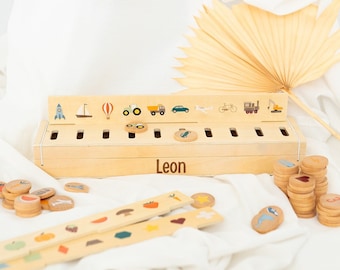 Juguete Montessori, regalo para niños, caja de clasificación de imágenes, regalo para niños, juguete para niños, regalo para niños pequeños, 3er cumpleaños, bautismo, niño de Pascua