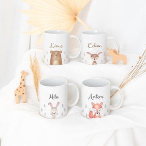 Children's cup, personalized children's cup, forest animals cup, light children's cup, cup for children, baby gift