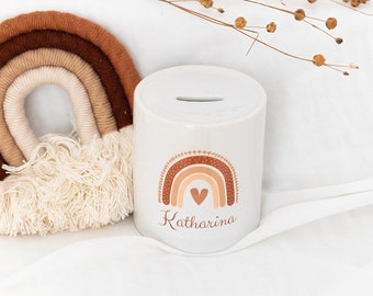 Spardose Geburt, Spardose personalisiert, Sparbüchse, Spardose Kind, Spardose Mädchen, Taufgeschenk Mädchen, Regenbogen Spardose