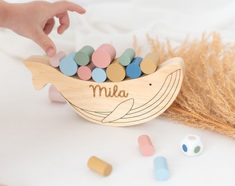 Taufe Geschenk, Montessori Spielzeug, Stapelspiel für Kinder, Kind Stapel Spielzeug, Taufgeschenk Junge, Holz Spielzeug, wooden toys
