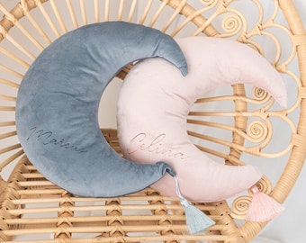 Mond Kissen, Kuscheltier personalisiert, Kuschelkissen, Geburt Geschenk Mädchen, Geburt Geschenk Junge, Babyzimmer Deko, Kinderzimmer