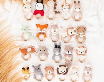 Babyrassel personalisiert, Babygeschenke, Geburt, Babyrassel gehäkelt, Rassel Baby personalisiert, Babyspielzeug, Baby Rassel mit Name