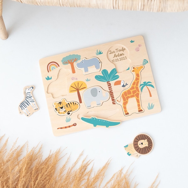 Wooden puzzle, name puzzle, baby puzzle, plug-in puzzle, 1st birthday baby, baby gift Easter, Montessori, baptism gift