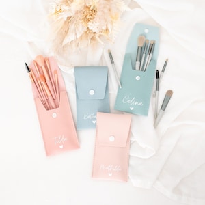 Pinselset personalisiert, Geschenke für Frauen, Pinseltasche, Schminkpinsel, Reise Make up, Pinselset, Make up Pinsel Tasche