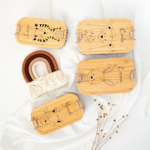 Lunchbox personalisiert, Brotdose Kind, Wunderwunsch Brotdose, Personalisierte Edelstahl Brotdose, Kindergartenkind Fuchs