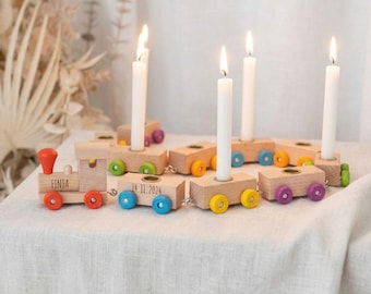 Geburtstagszug Holz, Geburtstagszug Kerzen, Geburtstagszug Kinder, Geburtstagszug, Geschenk Geburt, Kindergeburtstag Deko