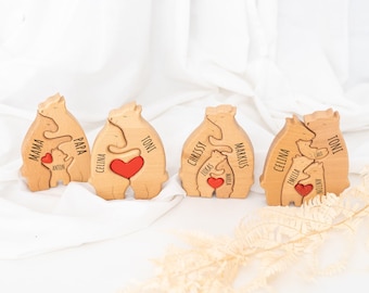 Famille, Famille d’ours, Cadeau de la Saint-Valentin pour lui, Cadeau de famille, Cadeau de pendaison de crémaillère, Puzzle familial, Cadeau de mariage